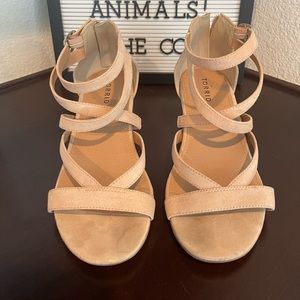 Torrid Nude Strappy Wooden Block Heels- SIZE 8 W